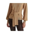 thumbnail image 3 of Ralph Lauren Women's Belted Cotton Blend Sweater Brown Size Small, 3 of 3
