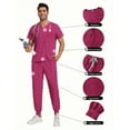 thumbnail image 4 of New Multicolor Two Pcs Set Men's Scrub Suit Nurse Uniform V Neck Short Sleeve Scrub Top Jogging Pants Work Clothes Doctor, 4 of 7
