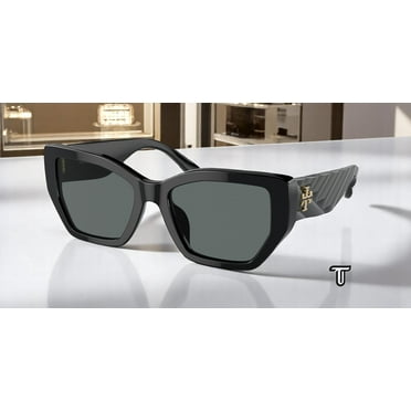 Tory Burch TY 7187U Plastic Womens Irregular Polarized Sunglasses Black 53mm Adult