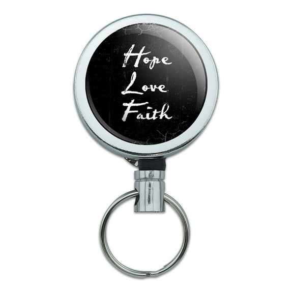 Hope Love Faith Artsy Retractable Belt Clip Badge Key Holder