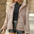 thumbnail image 4 of Womens Fleece Winter Coat Fuzzy Lapel Button Long Sleeve Outwear Lounge Casual Warm Teddy Coat, 4 of 6