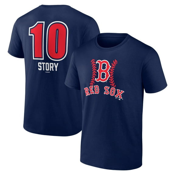 Men's Trevor Story Navy Boston Red Sox Fastball Player Name & Number T-Shirt