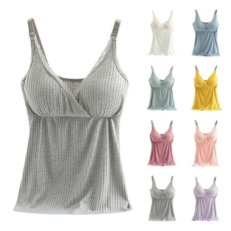 Avrntaa Nursing Cami Tank Tops for Breastfeeding Women - Nursing Tops Maternity Shirts with Built in Bra