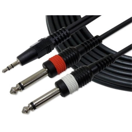 UPC: 0814422013339 | gls audio 6ft y-cable splitter cord – 1/8  trs stereo to 1/4  ts mono – 6  cables 3.5mm (mini) to 6mm cord for iphone  ipod  computer  and more – single