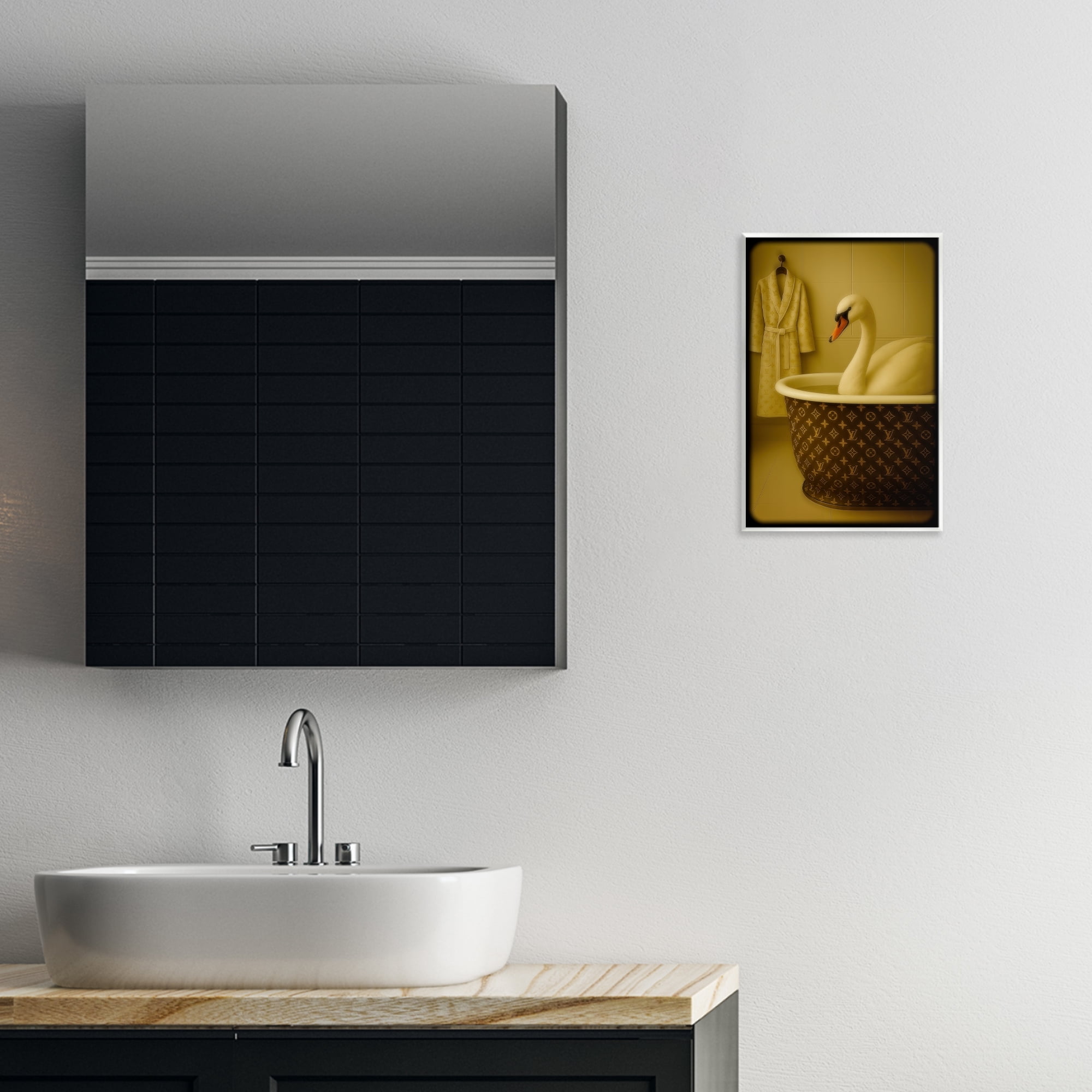 Stupell Industries Couture Swan in Luxury Tub Wall Plaque Art, design by Grotto Studios