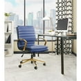 thumbnail image 2 of Pemberly Row Mid-Back Faux Leather Chair with Gold Finish in Navy Faux Leather, 2 of 6