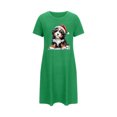 thumbnail image 5 of Sakmal Loose Womens Nightgown Green Lightweight Christmas Comfy Sleepshirt Short Sleeve Short Crew Neck Dog Print Nightgowns S-2XL, 5 of 5