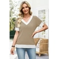 thumbnail image 5 of Ronuti Womens Blouses V Neck Short Sleeve Tops Spring Summer Business Casual Shirts Lightweight Sweaters, 5 of 9