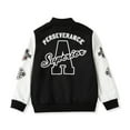 thumbnail image 5 of PatPat Kids Boys Girls Bomber Jackets Fall Buttons Front Letters Embroidery Long-sleeve Sweatshirts Sizes 5-12, 5 of 6