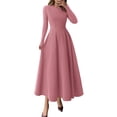 thumbnail image 1 of Vestido PRETTYGARDEN 2025 Elegante Midi de Manga Larga Rosa Talla L, 1 of 8