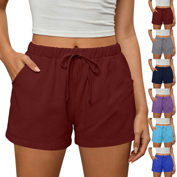 Only Moment Women's Drawstring Sweat Shorts Blended Fabric Summer Casual Elastic High Waisted Wide Leg Cute Dressy 2026 Vacation Beach Clothes Gym Shorts Women Purple,S