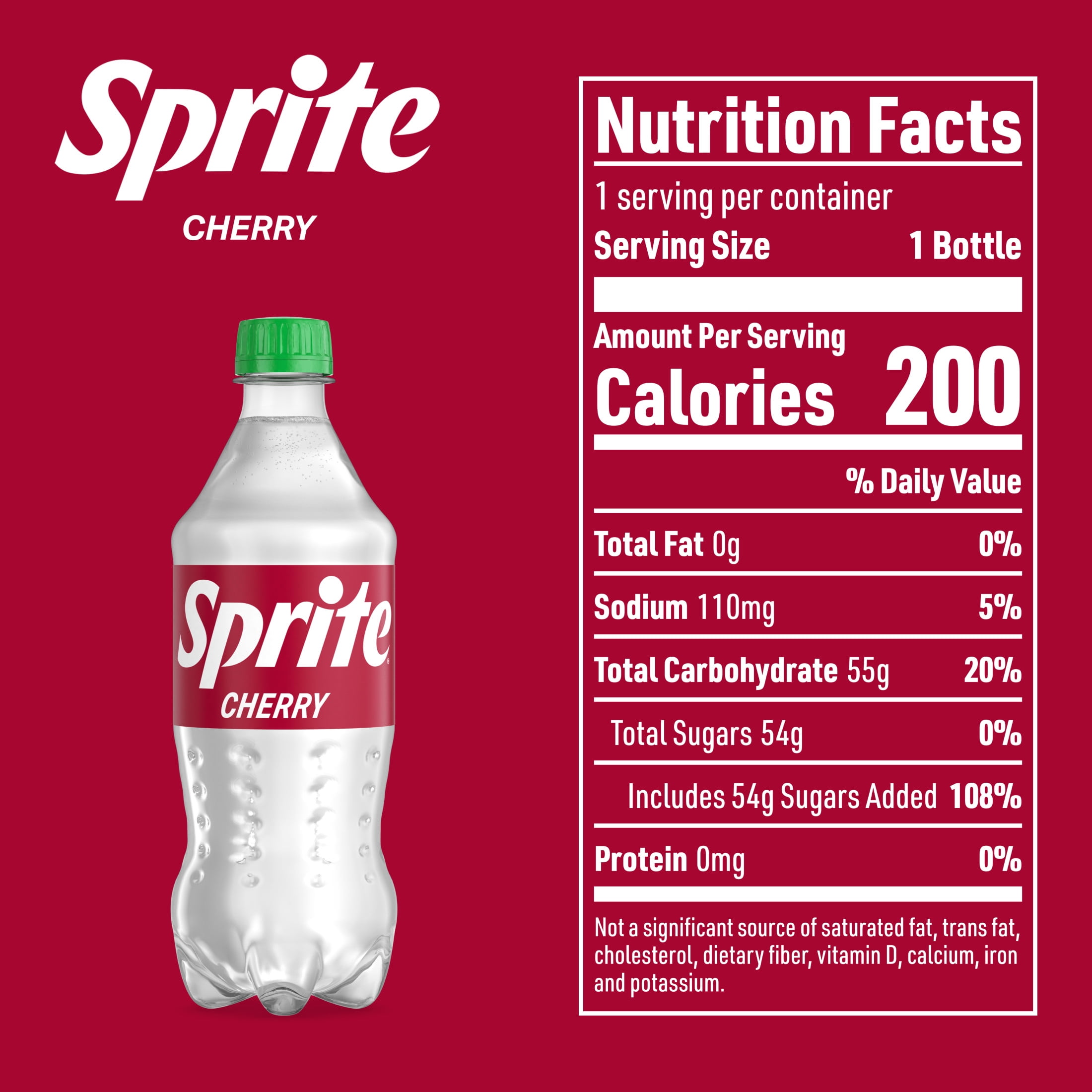 Sprite Cherry Caffeine Free Soda Pop Bottle, 20 fl oz