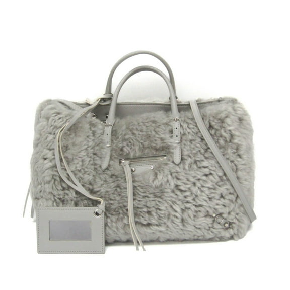 Pre-Owned Balenciaga Paper A6 370926 Women's Leather,Leather Handbag,Shoulder Bag Gray (Good)