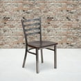 thumbnail image 3 of Flash Furniture 2 Pack HERCULES Series Silver Antique Finish with Clear Coat Ladder Back Metal Restaurant Chair - Walnut Wood Seat, 3 of 8