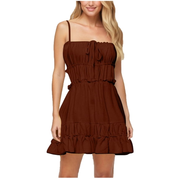 Ashirexll Womens Summer Dresses, Casual Dresses for Women, Fashion Summer Casual Sleeveless Solid Color Camisole Backless Mini Dress