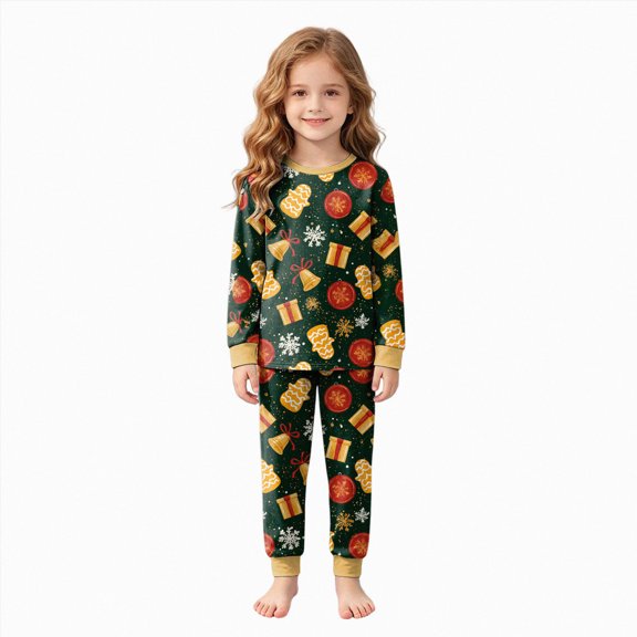 KPVEVIQ Girls Boys Christmas Pajamas 2 Piece Graphic Long Sleeve Long Pants Pajama Set Kids Cute Pj Soft Holiday Sleepwear,7-8 Y