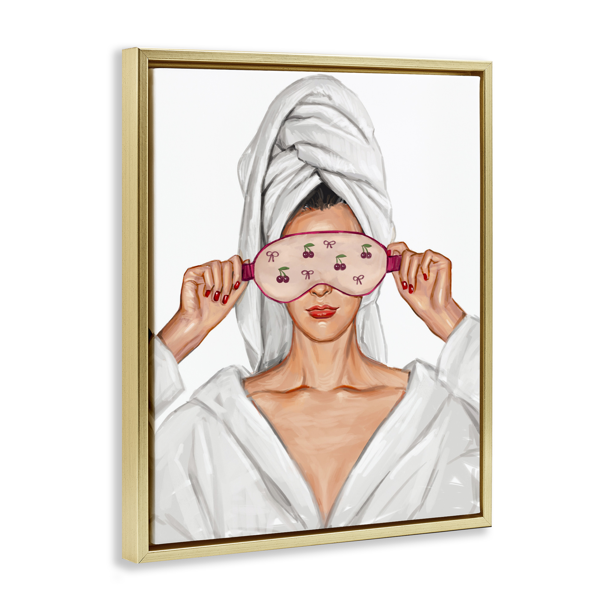 Cherry Eye Mask Fashionista Gold Framed Floater Canvas Wall Art, design by Ziwei Li