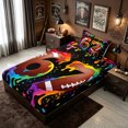 thumbnail image 4 of meiyoeat Graffiti Dripping Football Twin Sheets for Boys, Rainbow 67 Number Stars Bedding, 3 Pieces, 1 Flat Sheet, 1 Fitted Sheet and 1 Pillowcase, 4 of 6