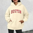 thumbnail image 2 of Bibifish Hoodies For Women Boston City Letter Print Hoodies Long Sleeve Drawstring Hoodies Oversized Fleece Pockets Pullovers, 2 of 4
