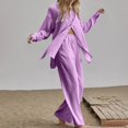 thumbnail image 2 of Gkeoshab Sweater Dress Women's 2 Piece Outfits Button Down Long Sleeve Shirt and Wide Leg Pants Set Purple M, 2 of 5