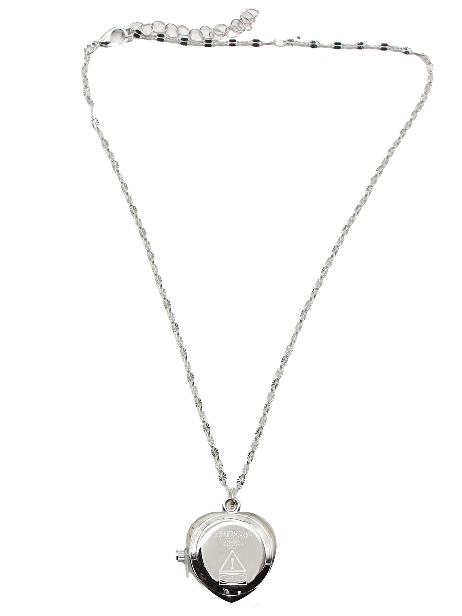 No Boundaries Adult Female Silvertone Heart Shaped Pendant Watch .