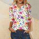 thumbnail image 1 of Fiudx Ofertas y Liquidaciones Blusa Holgada con Estampado de Pascua y Cuello En V Retro de Manga Tres Cuartos a La Moda para Mujer, 1 of 5
