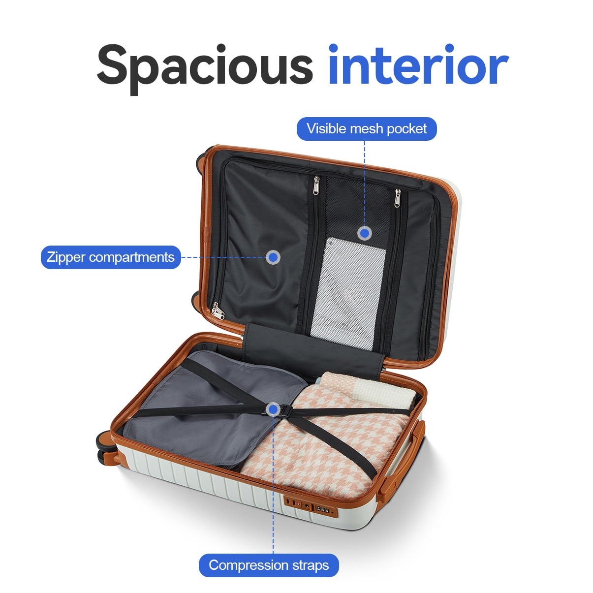 5-Piece PP Luggage Set with TSA Lock, Silent Spinner Wheels Hard Shell Travel Suitcases