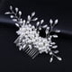 thumbnail image 4 of Nvzi Horquillas para el pelo de boda con flores para novias, peinetas con perlas de cristal, pinzas para el pelo, accesorios para el pelo de boda dorados, joyas, color blanco, 4 of 5