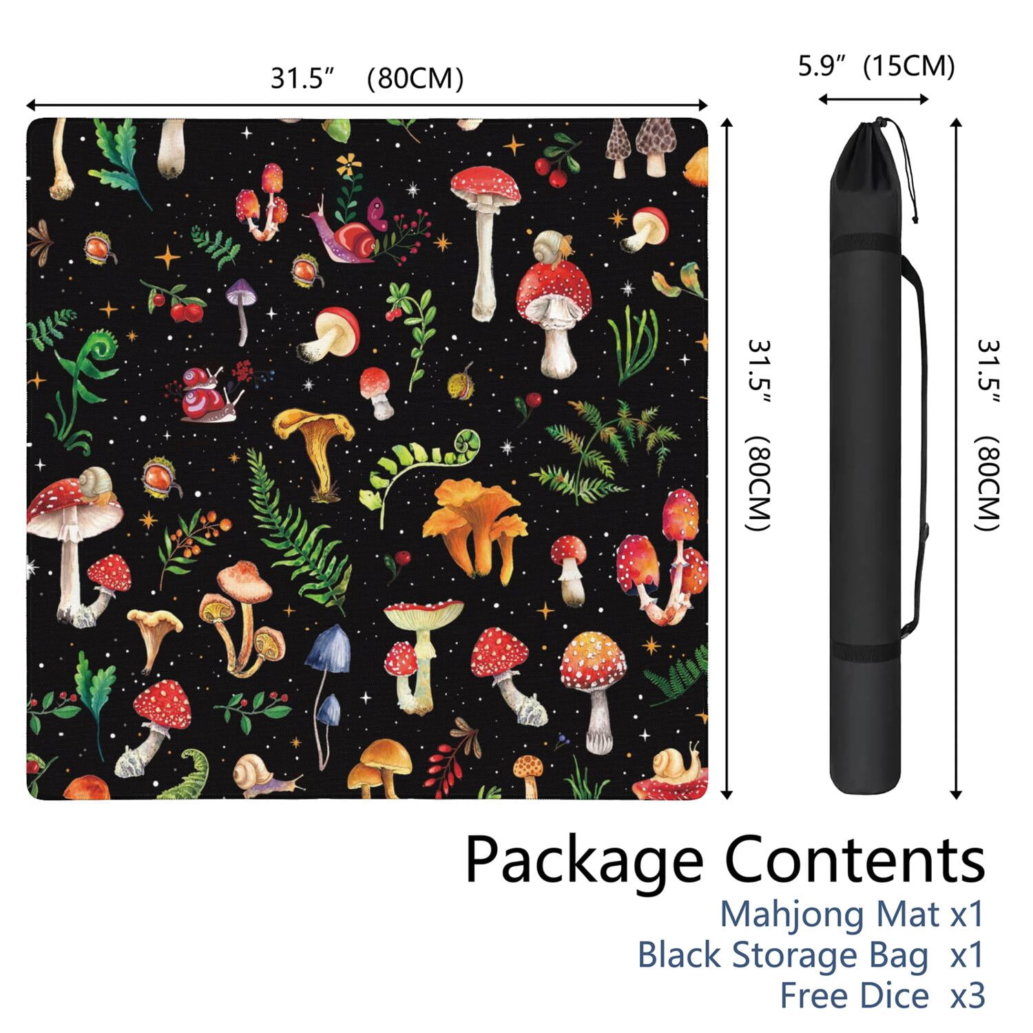 Large Plants Design Mahjong Pad 31.5x31.5 Inches Constructed from Durable Rubber Featuring Anti-Slip Non-Slip Backing and Noise Reduction for Card Games