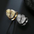 thumbnail image 5 of 1 anillo de hoja ajustable de acero inoxidable con patrón de hojas, anillos abiertos para mujeres y niñas, 5 of 5