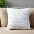 thumbnail image 3 of DaDa Bedding Luxury White Roses Swirls Faux Fur Euro Cushion Throw Pillow Cover (K11), 3 of 5
