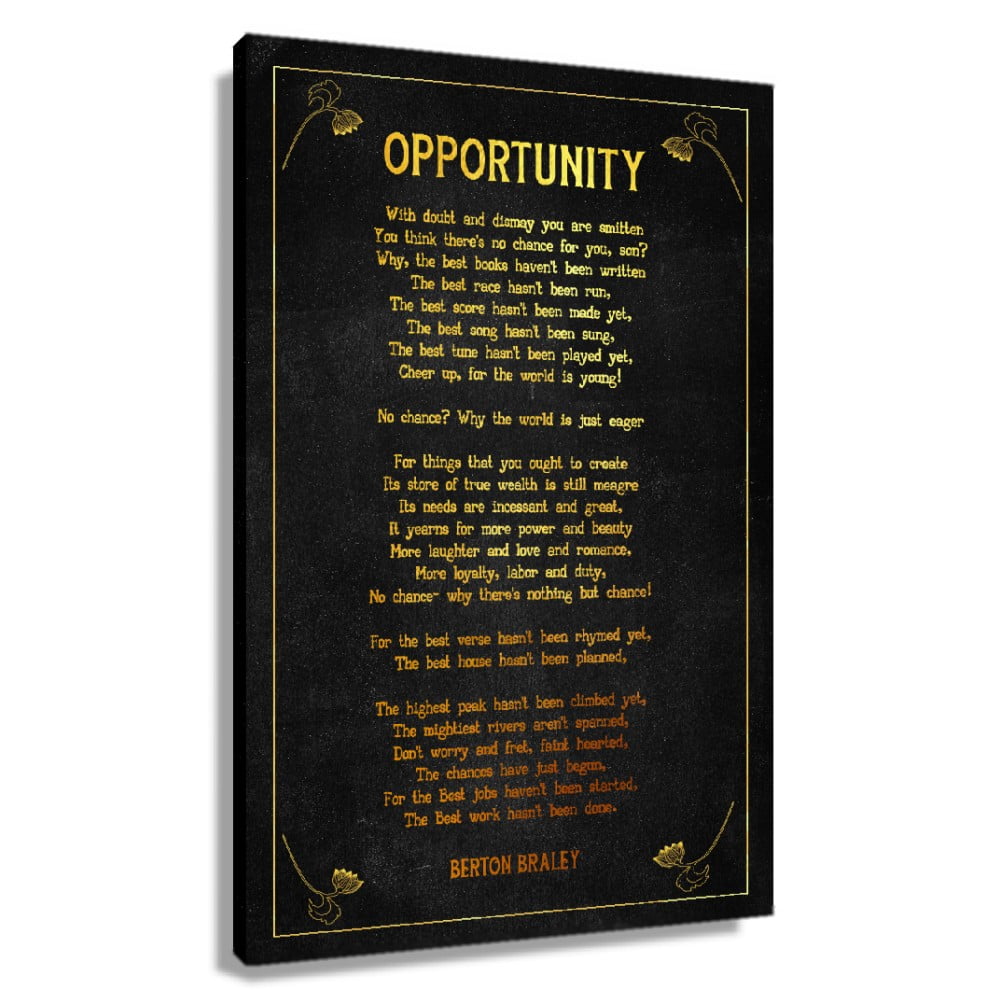 Opportunity Poem Wall Decor Berton Braley Quote Wall Art Poetry Poster
