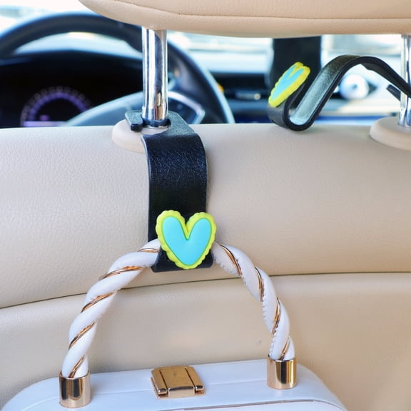 MaPctSy Cute Heart Design Universal Automotive Organizer Car Seat Headrest Hooks, 2pcs