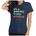 thumbnail image 5 of Spring Tops for Women Pickleball Letter Print Crew Neck Short Sleeves Versatile Leisure Navy Womens Shirts S, 5 of 6