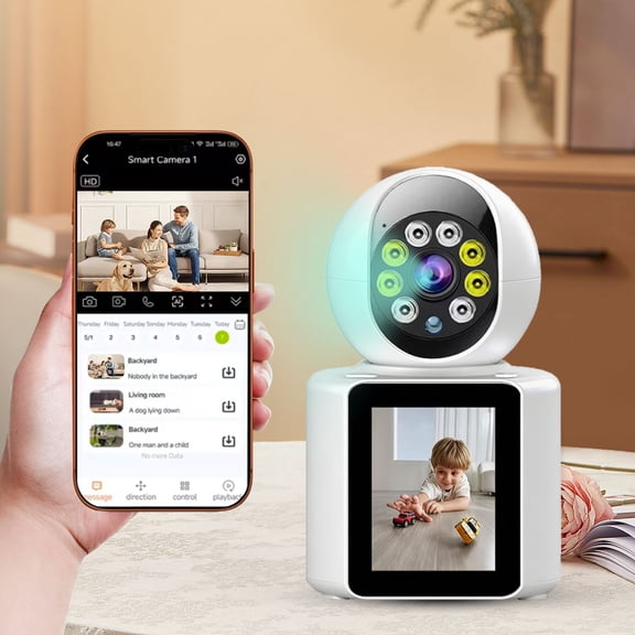 Indoor Security Camera, 2K UHD Home Security Camera, Kids/Pet/Dog Camera with Two Way Video, Color Night Vision, Human/Pet Auto Tracking, 360° Coverage Wireless WiFi Camera, Cloud & SD Card Storage