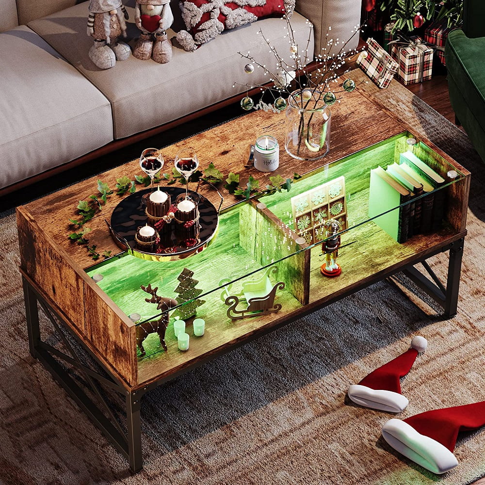 Source Luxury L V Living Room LED Art Glass Light Up Coffee Table