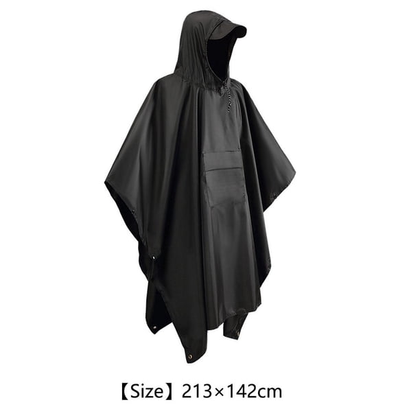 3 en 1 Mujeres Hombres Chubasquero con capucha Turismo Camping Rain Cover Poncho (Negro) Likrtyny Para estrenar