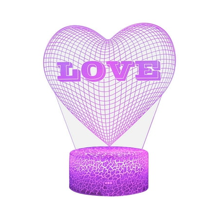 

Uorcsa Led Valentine S Day Newest Night Light 3D Colorful 7-Color Desk Lamp Bedroom Home Decor Gift