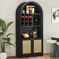 thumbnail image 3 of COSVALVE 71" Farmhouse Coffee Wine Bar Cabinet Liquor Cabinet Wine Glasses Rack Buffet Sideboard for Kitchen,Home Dining Room(Black), 3 of 13