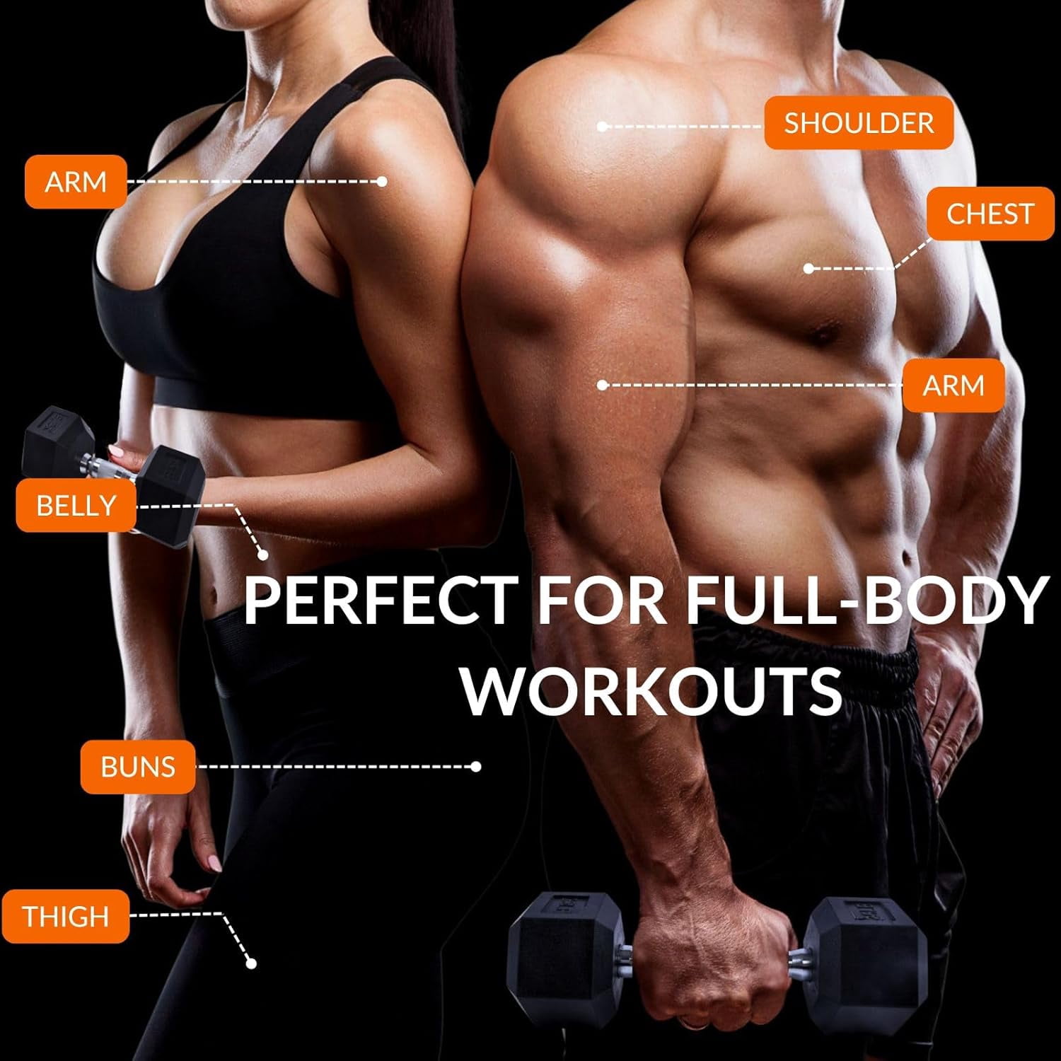 BESEA 20 to 45 Lbs Barbell (Single), Coated Rubber Hex Dumbbell, Hand Weights for Exercises and Fitness