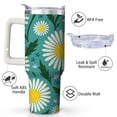 thumbnail image 2 of Daisy Floral Teal Stainless Steel Insulated Mug with Lid and Handle, 30oz, 2 of 4