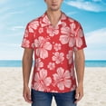 thumbnail image 4 of Lsque Red Hibiscus Flower pattern Hawaiian Shirt for Men, Unisex Summer Beach Casual Short Sleeve Button Down Shirts-X-Large, 4 of 9