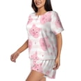 thumbnail image 2 of Bixox Women's Cartoon Pig Printed Pajama Set 2 Piece Lounge Set Top and Shorts Soft Pajamas, Shorts with Pockets, 2 of 7