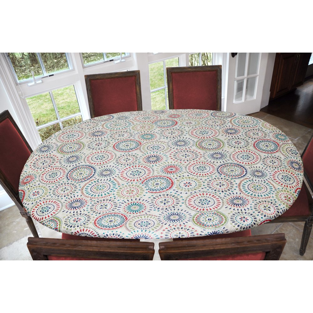 Elastic Edged Flannel Backed Vinyl Fitted Table Cover MultiColor