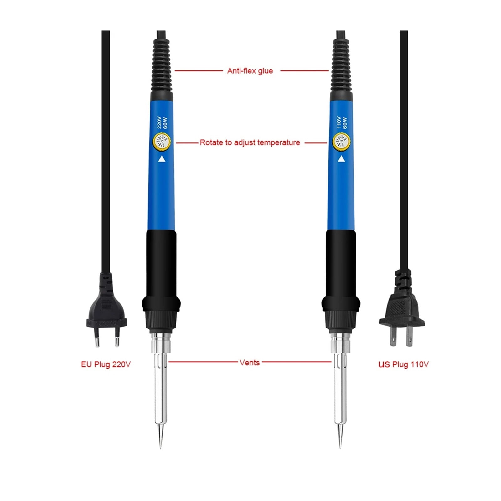 60W Soldering Iron Adjustable Temperature Electric Solder Iron Rework Station Mini Handle Heat Pencil Welding Repair Tools ,Heat Dissipation Efficiently