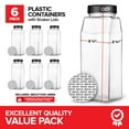 thumbnail image 2 of 6 Pack 32 oz Plastic Spice Jars, Empty Seasoning Containers for Homemade Rub, Spices, Glitter, and More, Small Spice Containers with Black Shaker Lids and Heat-Induction Liner, Clear Spice Jars, 2 of 7