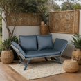 thumbnail image 5 of 1 PCS Patio Wicker Side Foldable Bench Patio Backyard Conversation Bench Grey Wicker + Dark Grey Cushion, 5 of 5