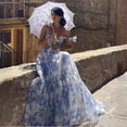 thumbnail image 4 of New Spring/Summer Sleeveless Fashion Floral Strapless Off-Shoulder Tie-Waist Flared Dress, 4 of 4