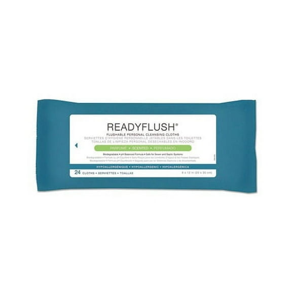 ReadyFlush Biodegradable Flushable Wipes 8 x 12, 24/Pack