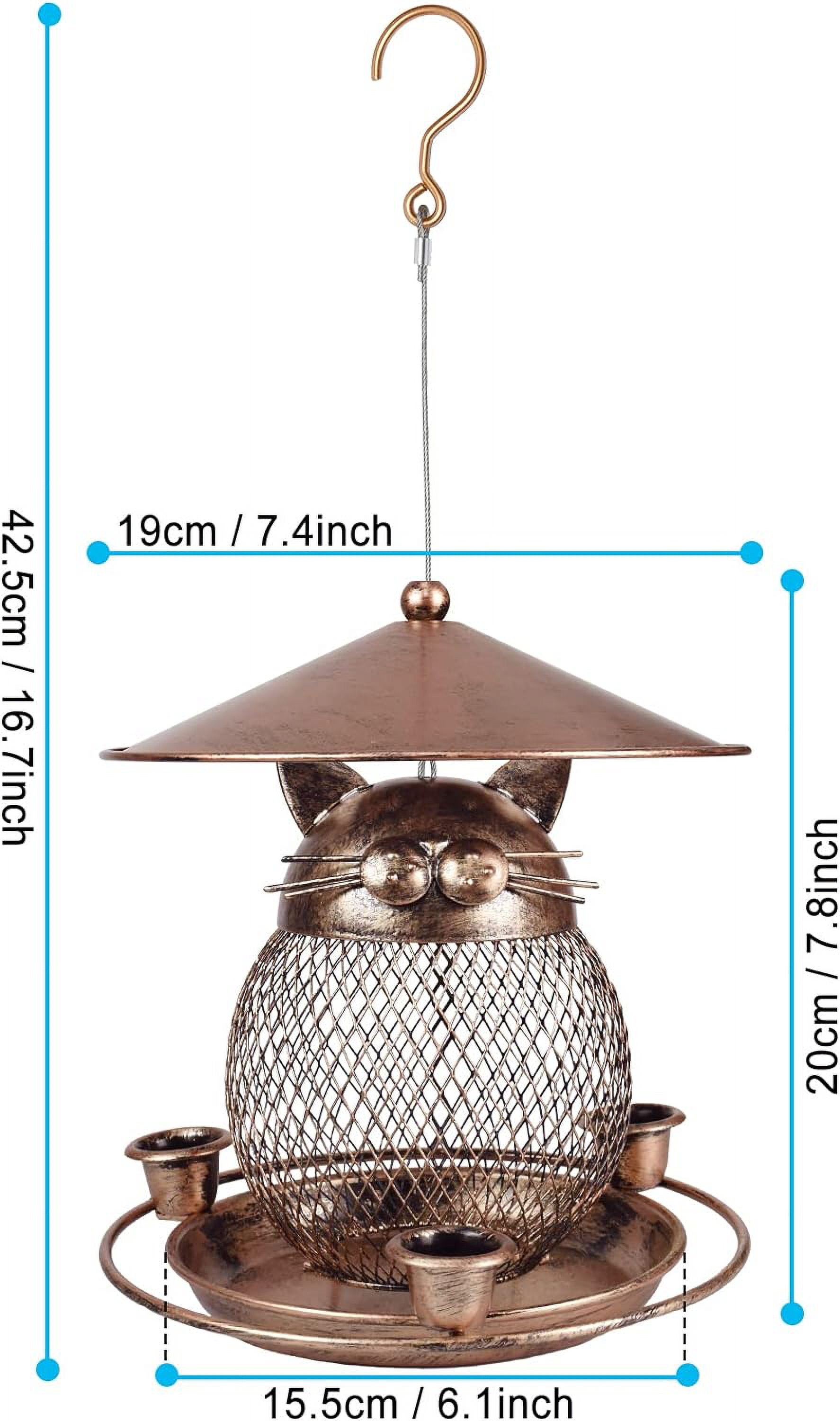 IWNTWY Metal Hanging Bird Feeder, Cat Shaped Wild Birdfeeder for Outside Garden Yard